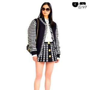 Balmain Black and White Houndstooth skirt